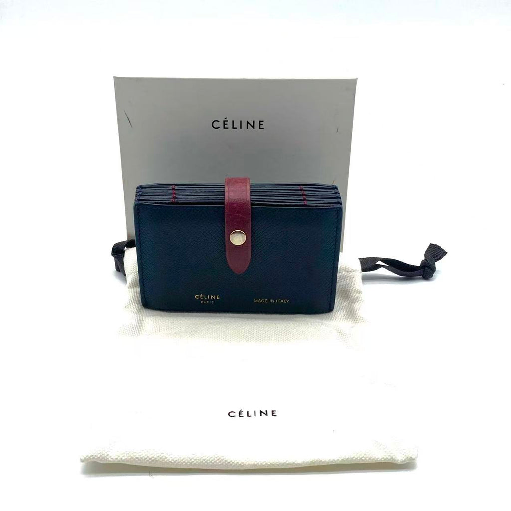 Blue/Burgundy Leather Accordion Card Holder