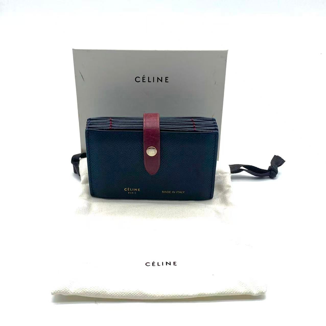 Blue/Burgundy Leather Accordion Card Holder