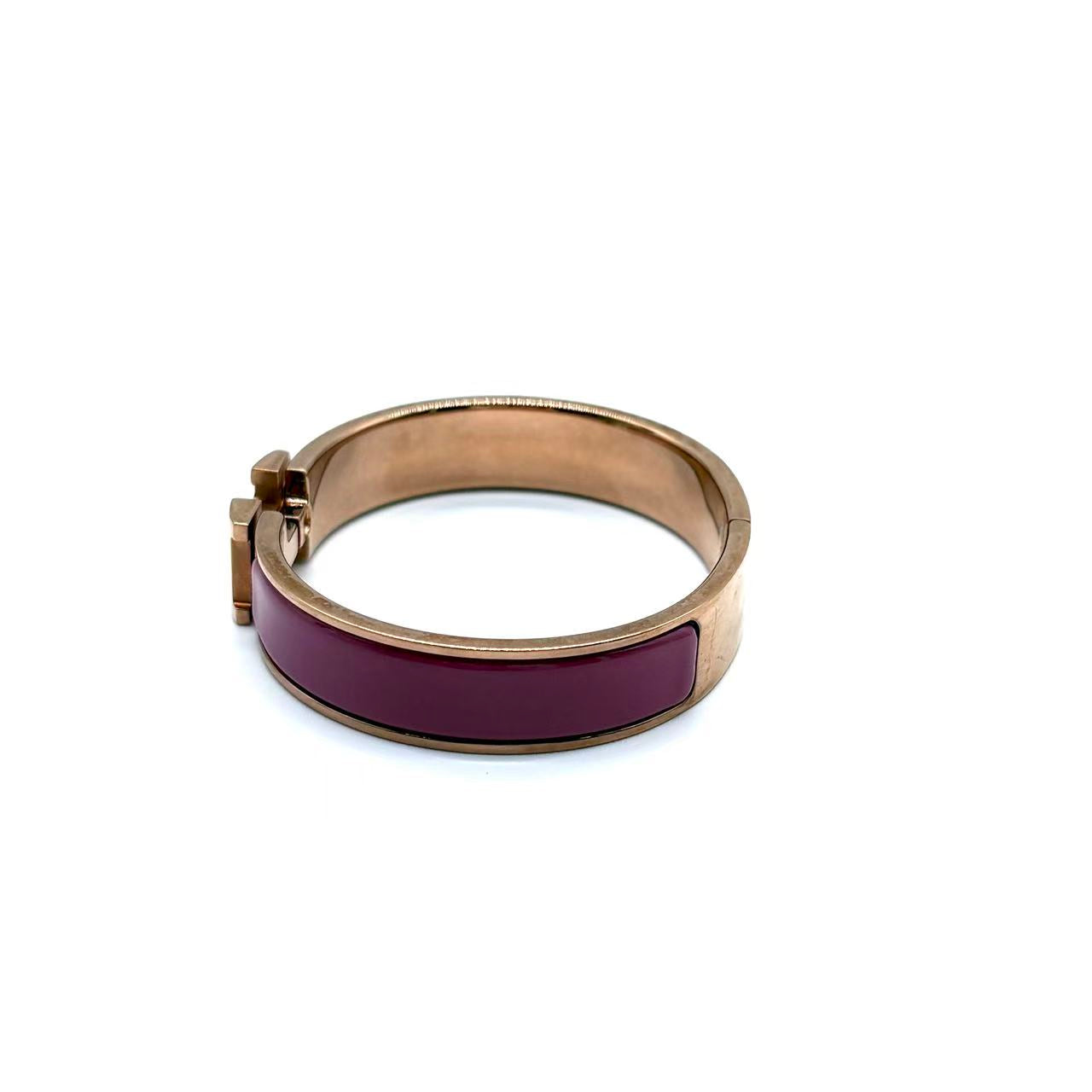 Enamel Clic H Bangle Bracelet Rose Cendre