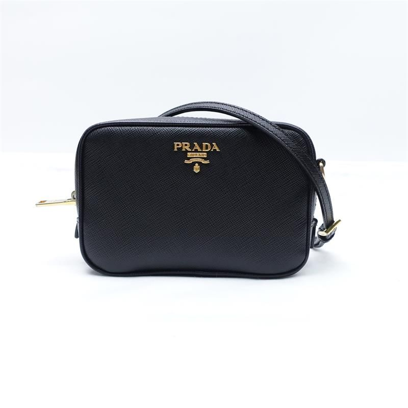 Saffiano Mini Camera Crossbody Bag Black