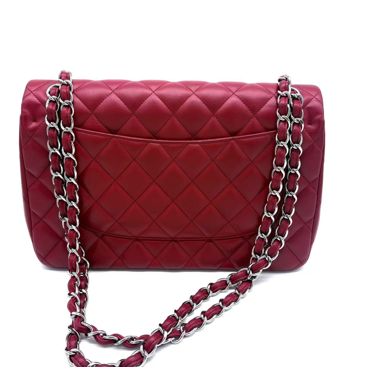 Caviar Quilted Jumbo Double Flap Dark Red