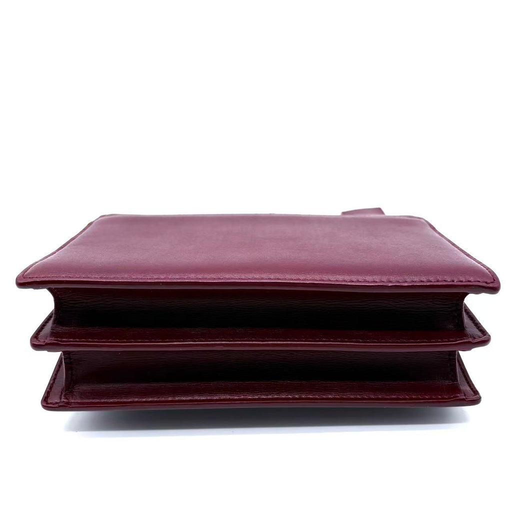 Wine Red Leather Medium Sunset Shoulder Bag