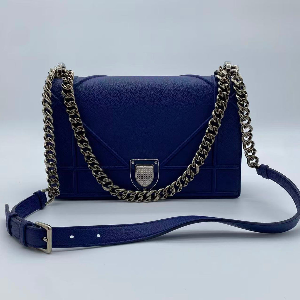 Diorever Shoulder Bag Leather Blue