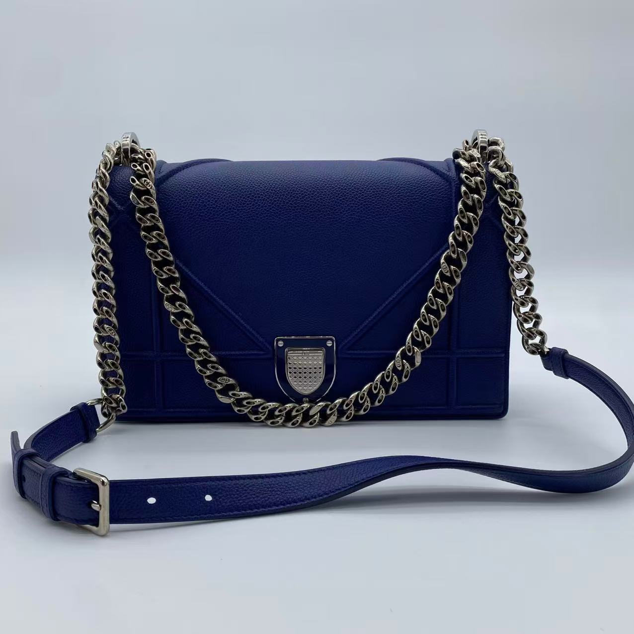 Diorever Shoulder Bag Leather Blue