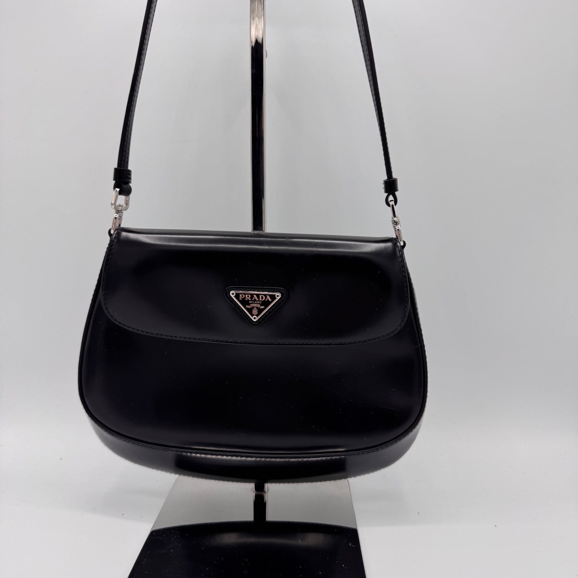 Prada Cleo Flap Shoulder Bag Spazzolato Leather Small
