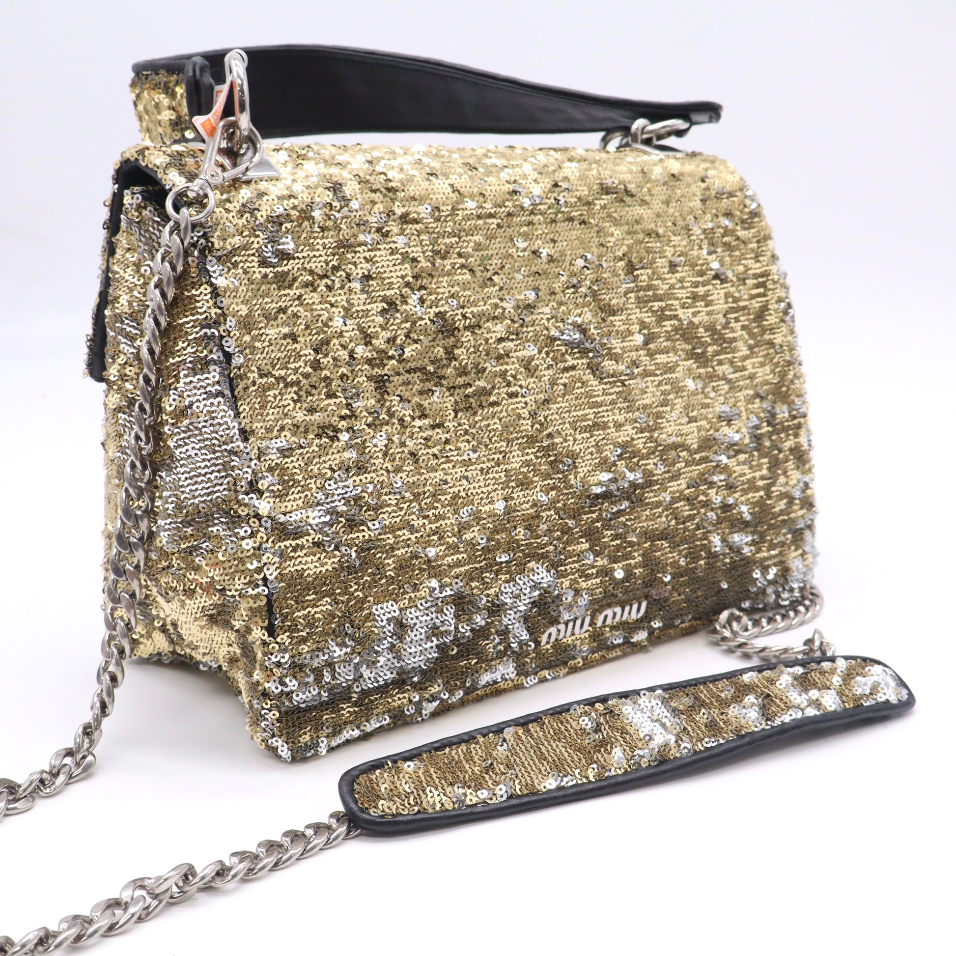 Miu Miu Handbag Sequin Yellow Twins B24188