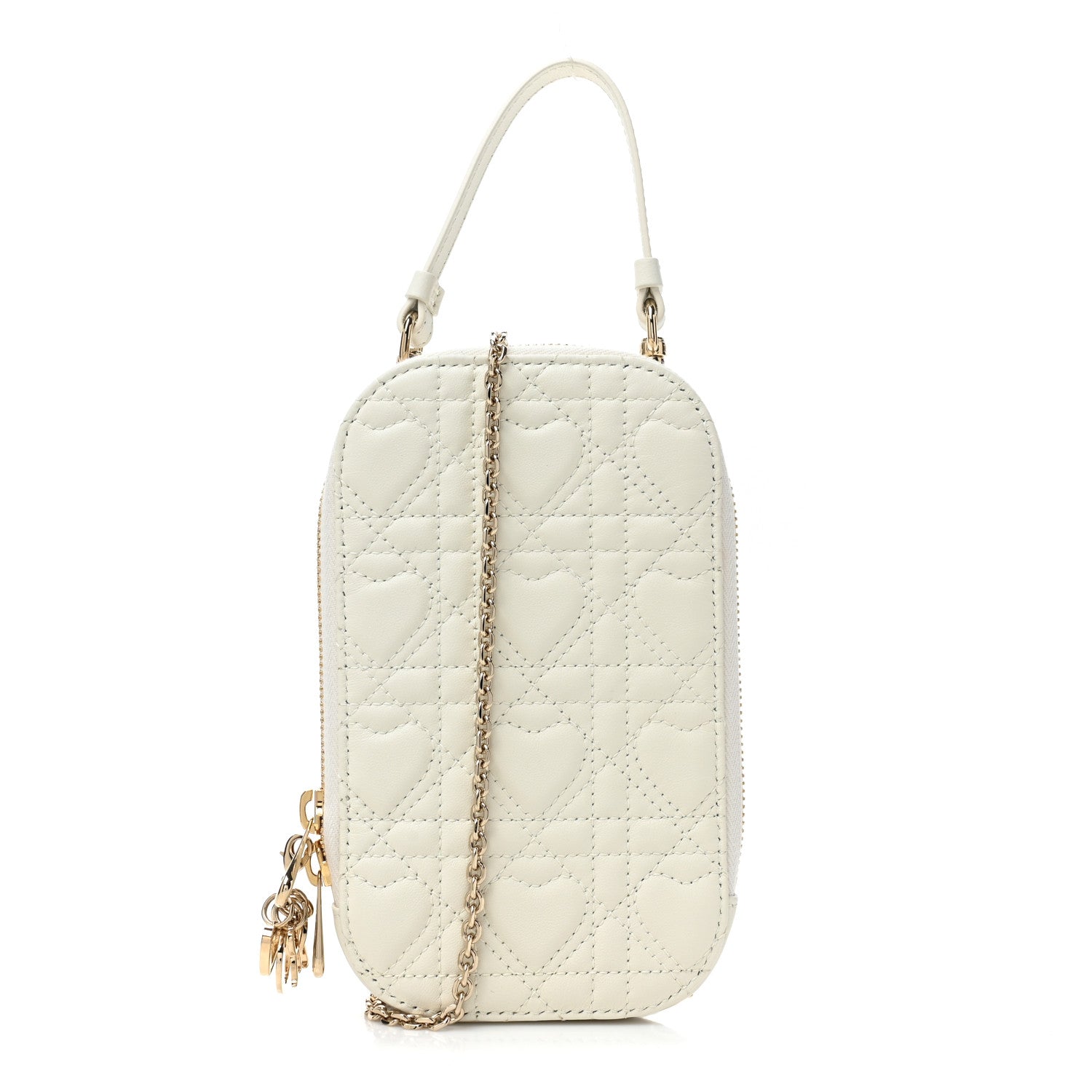 Lambskin Cannage Dioramour Lady Dior Phone Holder Latte twins