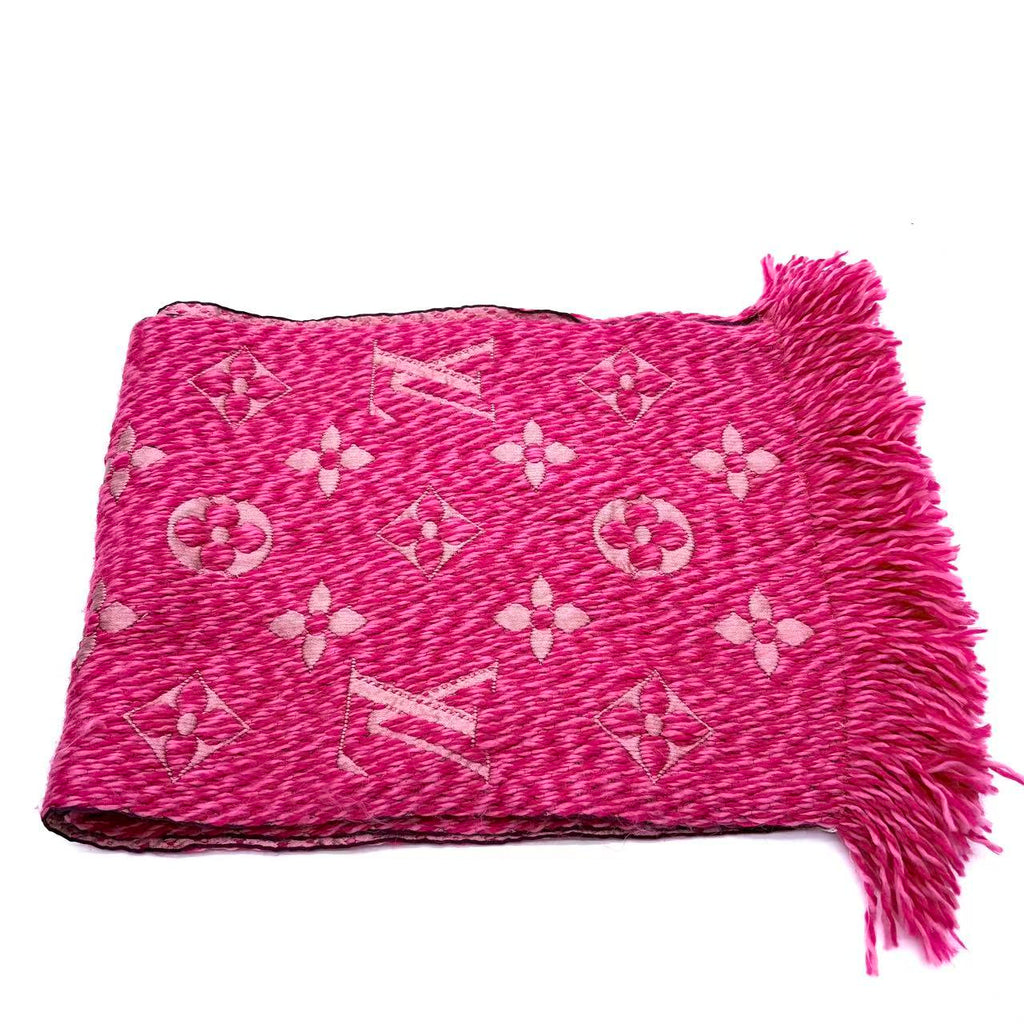 Pink Wool Logomania Scarf