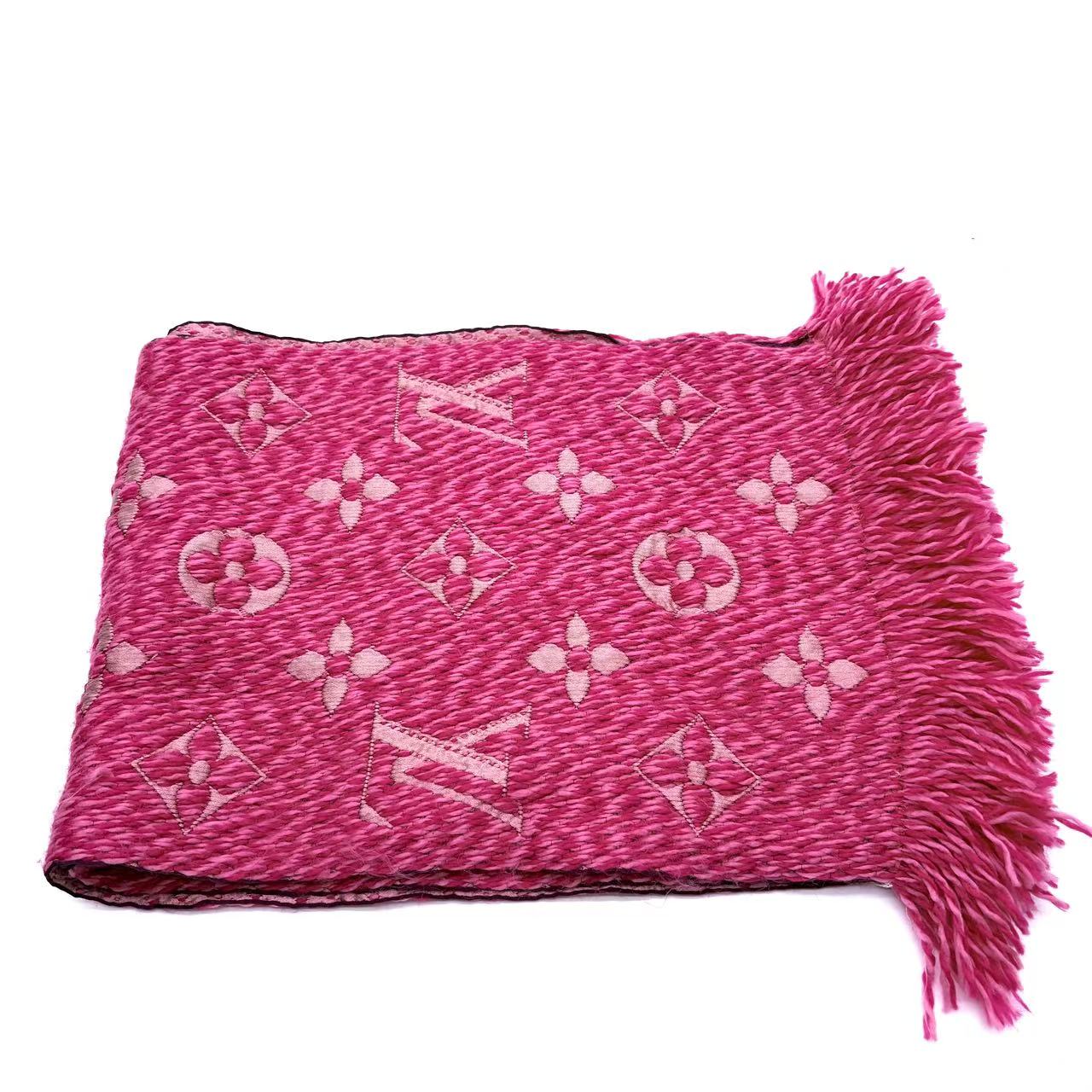 Pink Wool Logomania Scarf