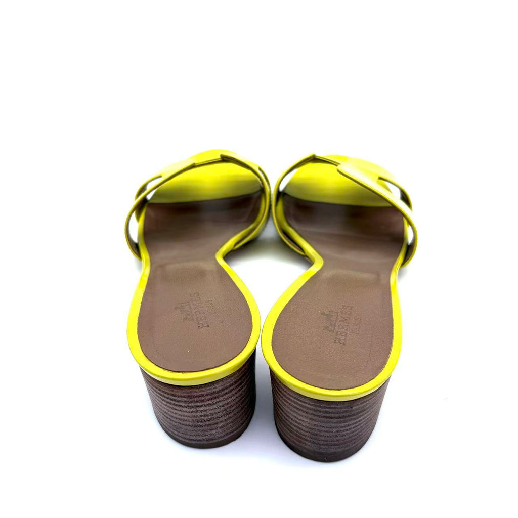 Yellow Leather Oasis Slide Sandals