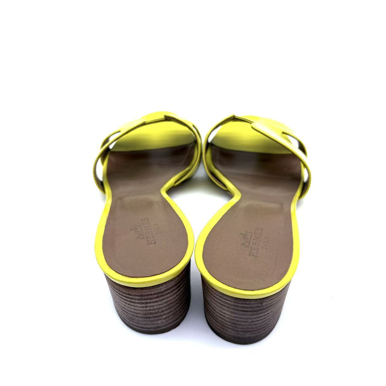 Yellow Leather Oasis Slide Sandals