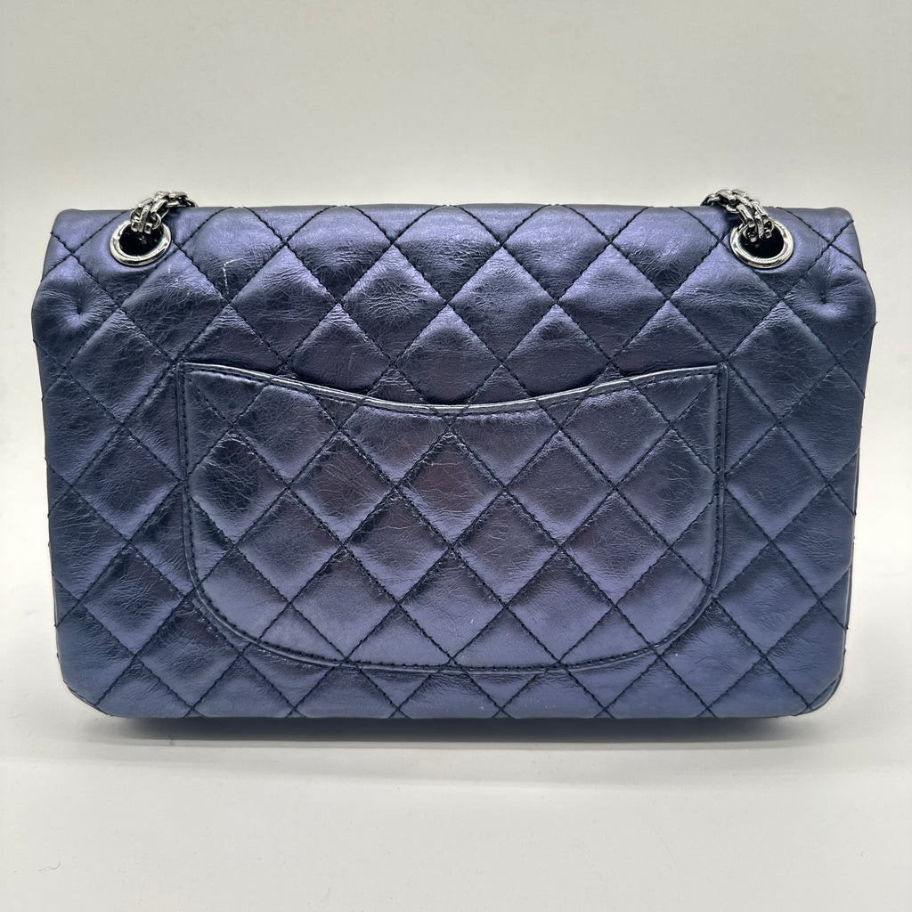Reissue 2.55 Flap Bag Quilted Blue Metallic Aged Calfskin