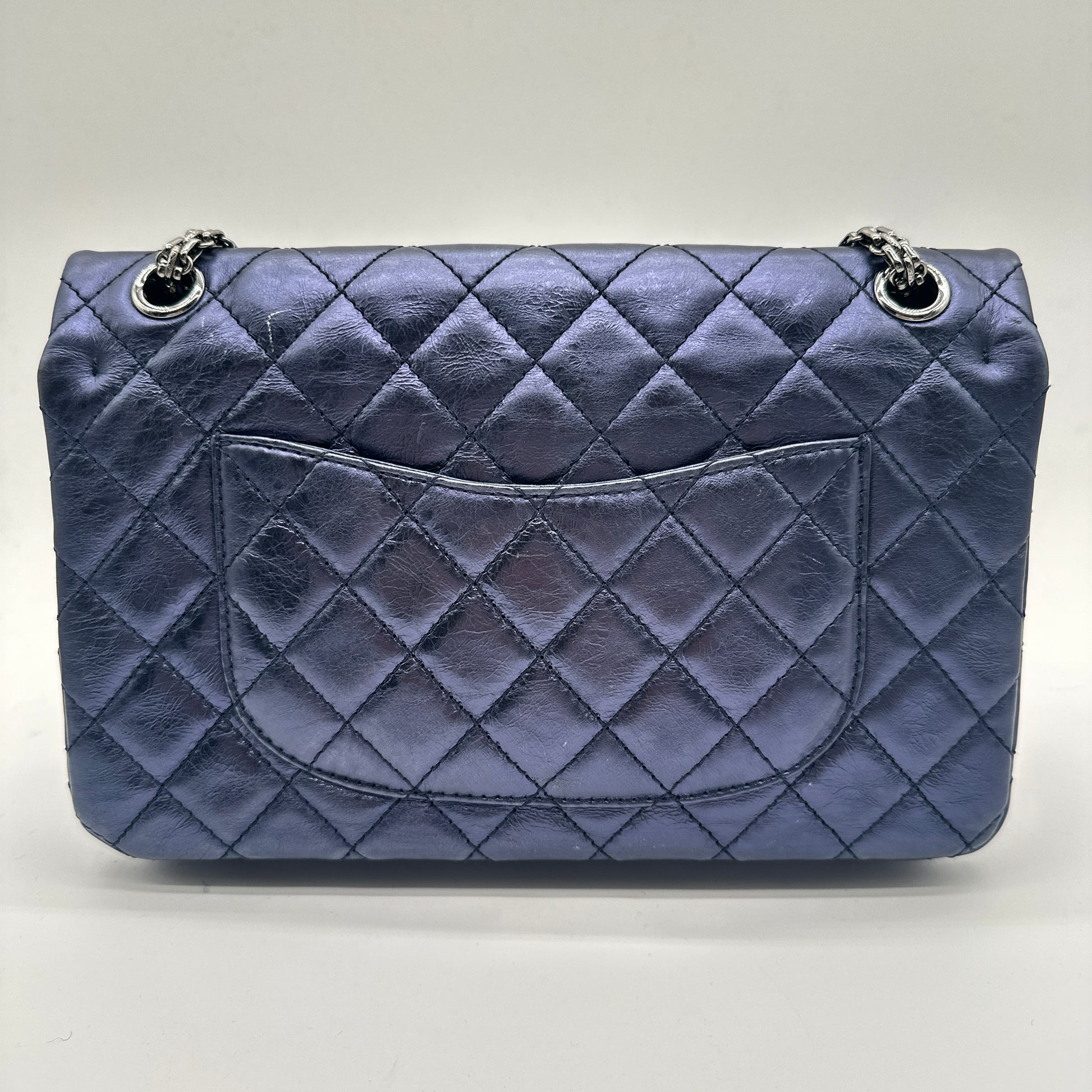 Reissue 2.55 Flap Bag Quilted Blue Metallic Aged Calfskin