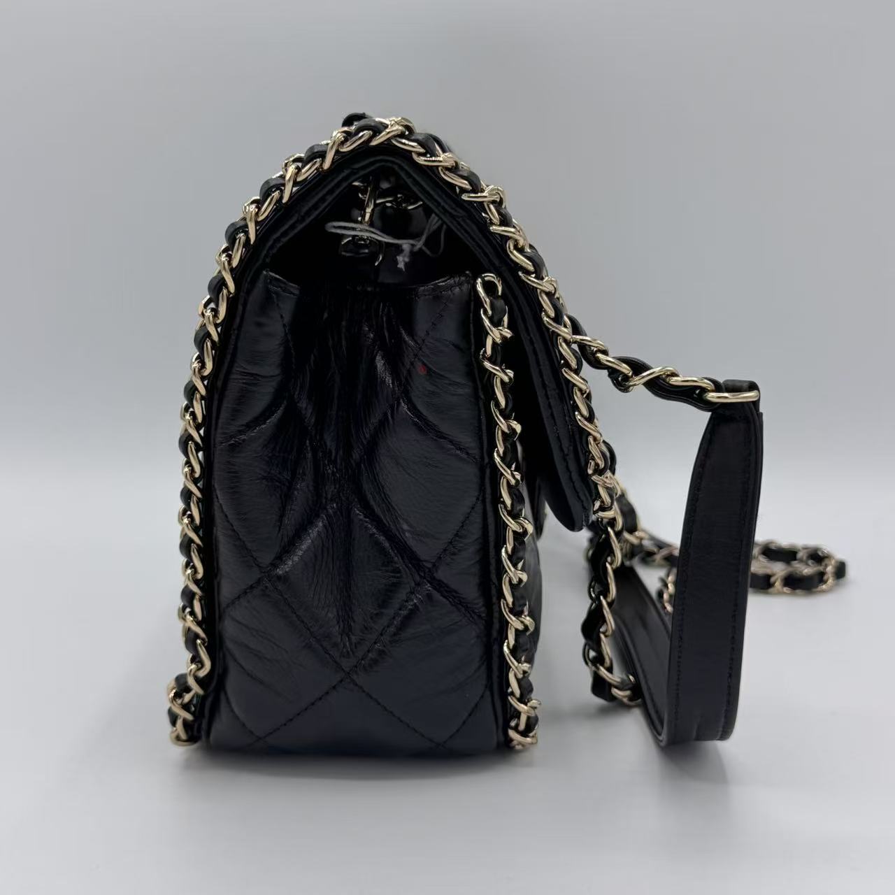 Chanel  Crumpled Calfskin Medium Chain All Over Flap