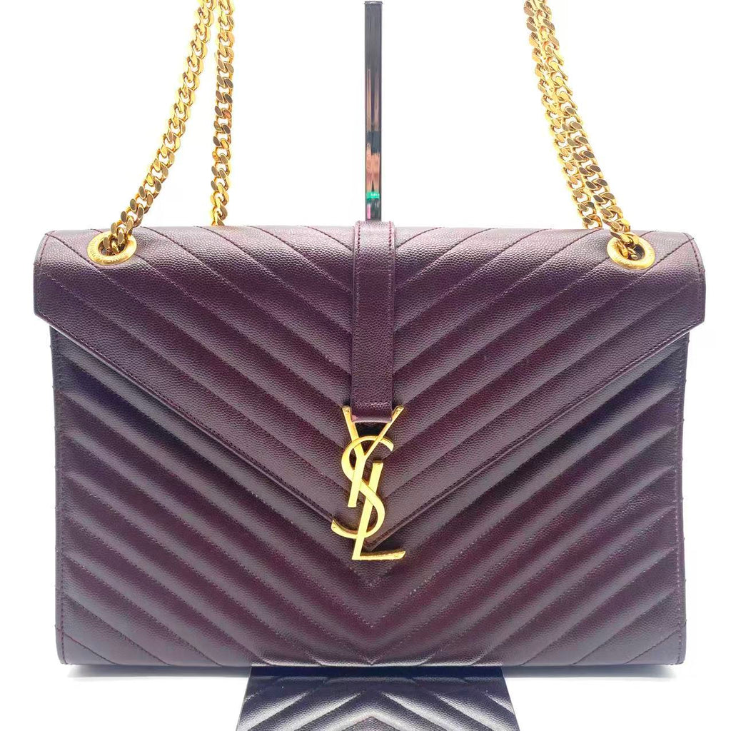 Grain De Poudre Matelasse Chevron Large Monogram Satchel Amaranto