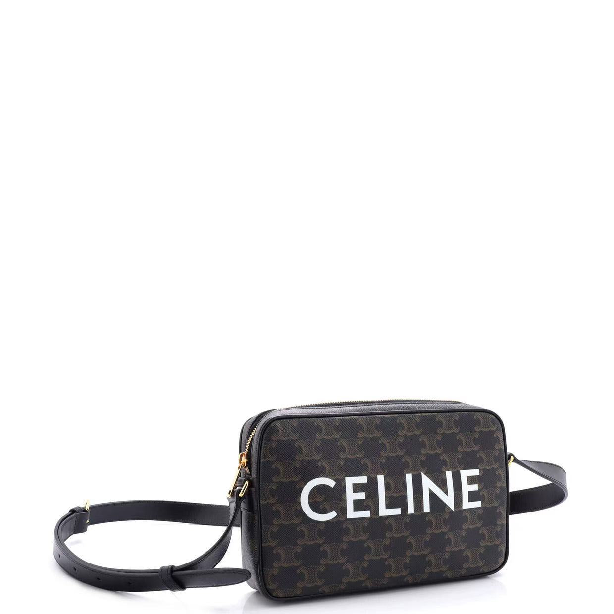 Logo Messenger Bag Triomphe Coated Canvas Medium Twins