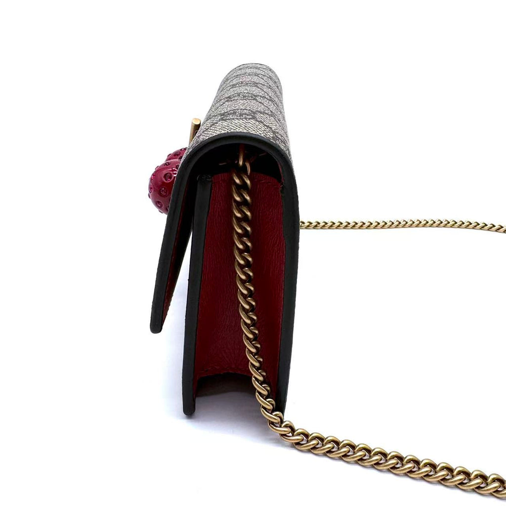 GG Supreme Monogram Mini Cherry Chain Bag
