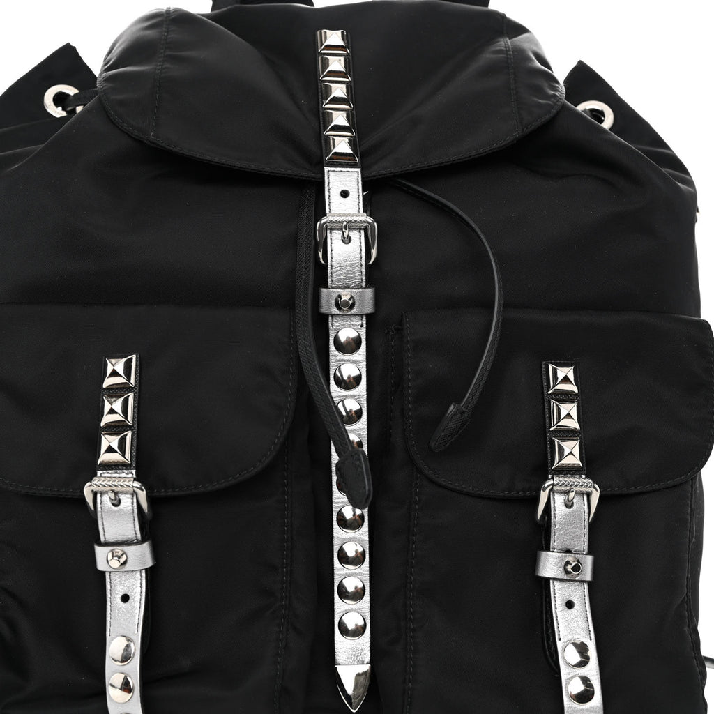 Nylon New Vela Studded Backpack Black Cromo twins