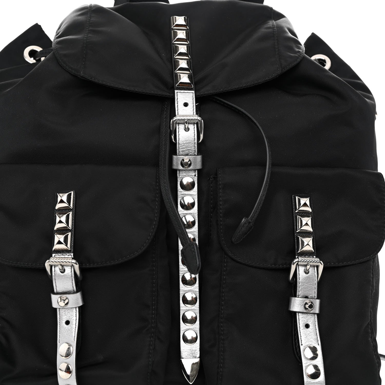 Nylon New Vela Studded Backpack Black Cromo twins
