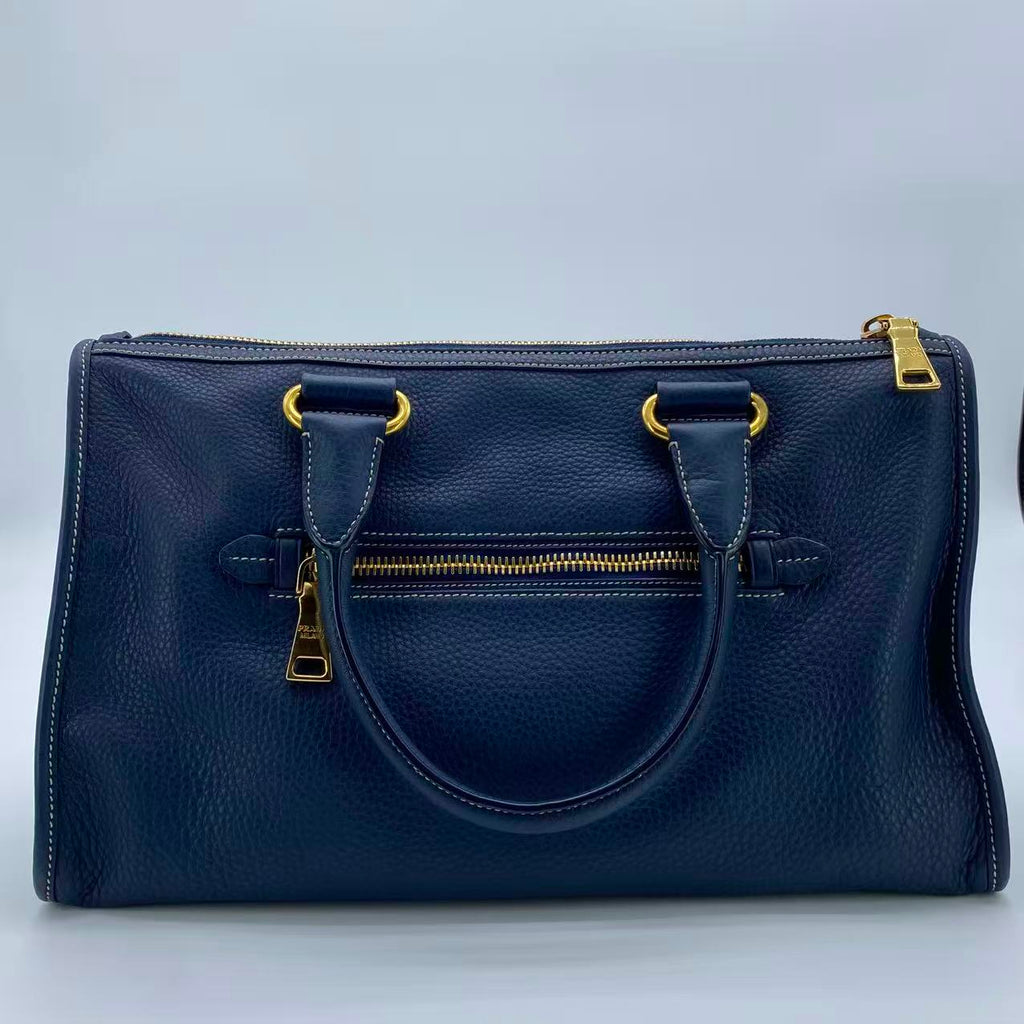 Front Zip Convertible Satchel Vitello Daino Medium