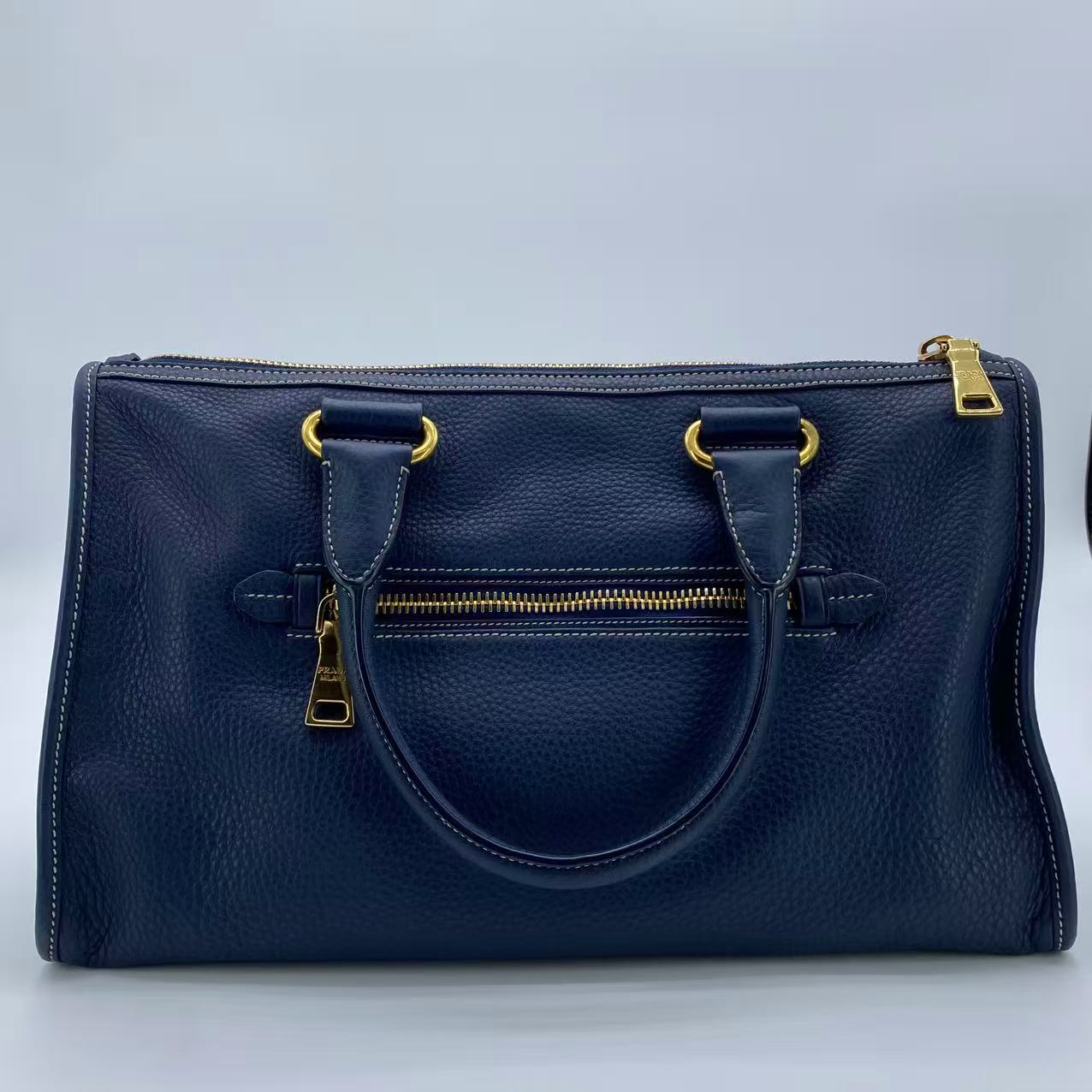 Front Zip Convertible Satchel Vitello Daino Medium