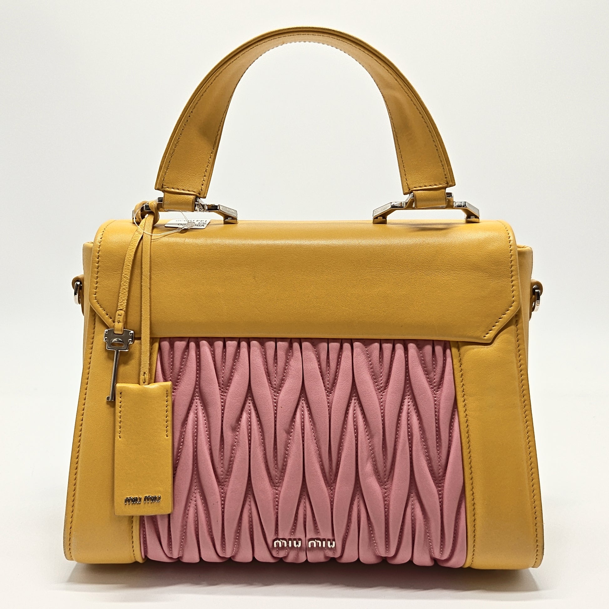 Yellow/Pink Matelasse Leather Top Handle Bag Twins