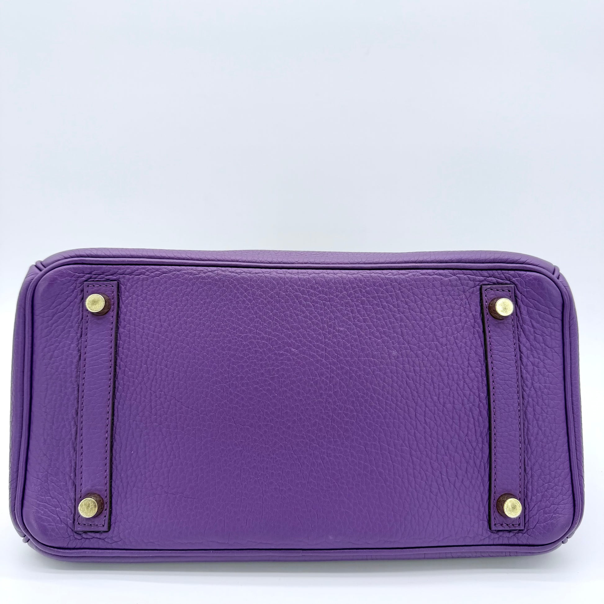 Birkin 30 Clemence Leather Bag Purple With Gold Hardware