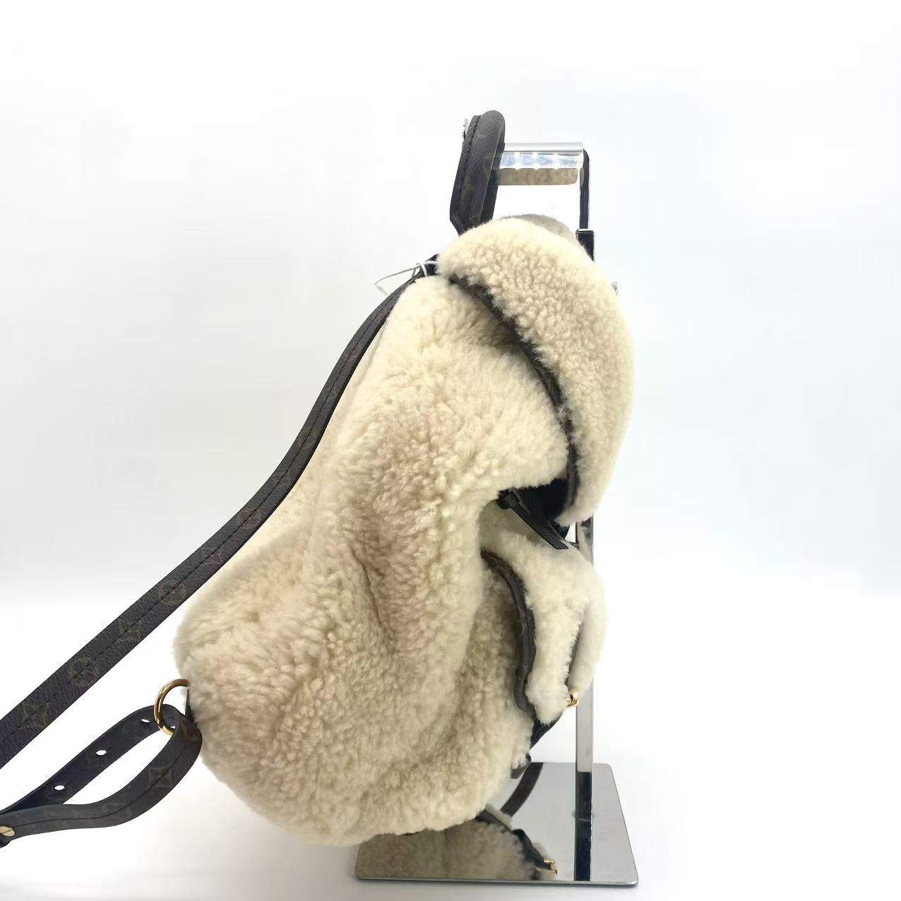 Monogram Shearling Ski Backpack Cream