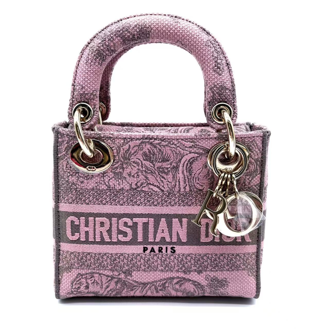 Lady D-Lite Bag Embroidered Canvas Mini