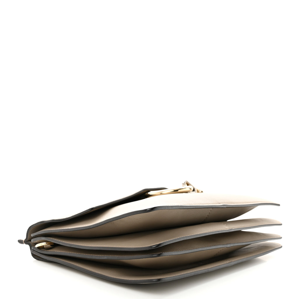 Calfskin Suede Medium Faye Shoulder Bag Motty Grey twins