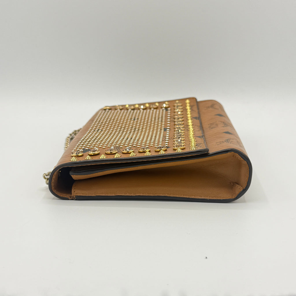 Visetos Studded Chain Wallet Cognac