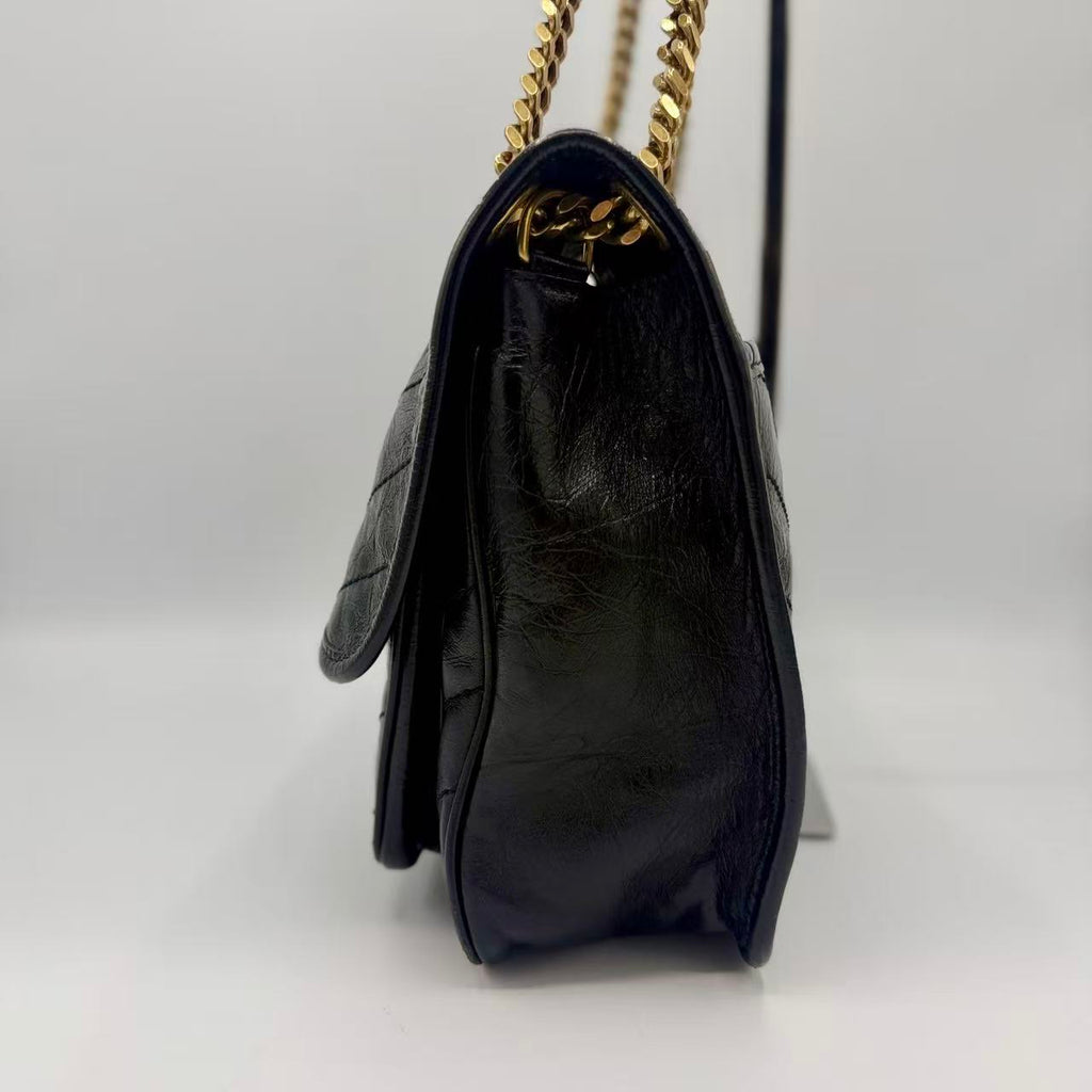 Niki Gold Chain Flap Bag Leather Medium
