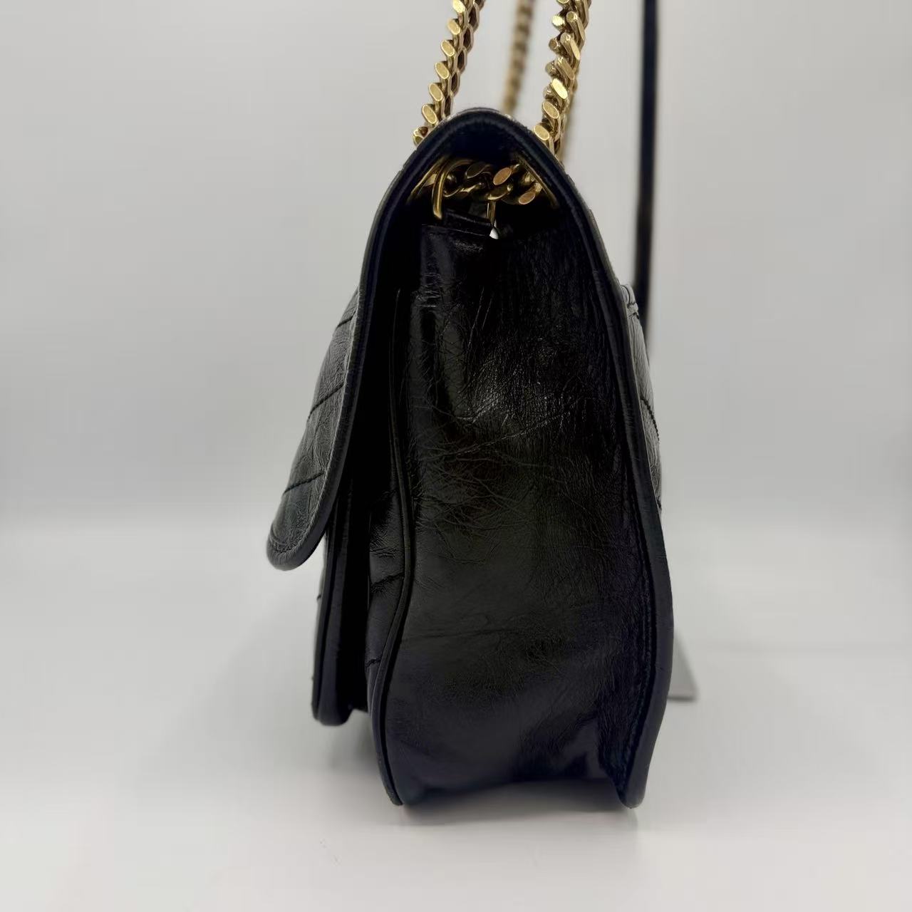 Niki Gold Chain Flap Bag Leather Medium