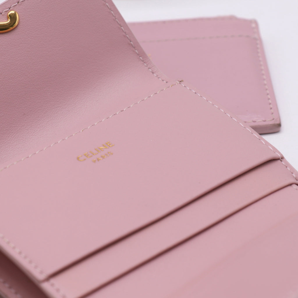 Celine Shiny Calfskin Compact Triomphe Wallet twins LDJ5414