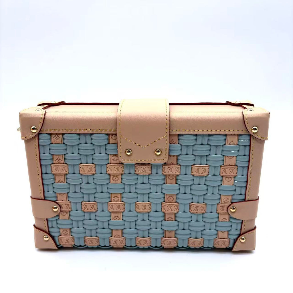 Petite Malle limited edition in blue woven Monogram Jacquard with cream leather