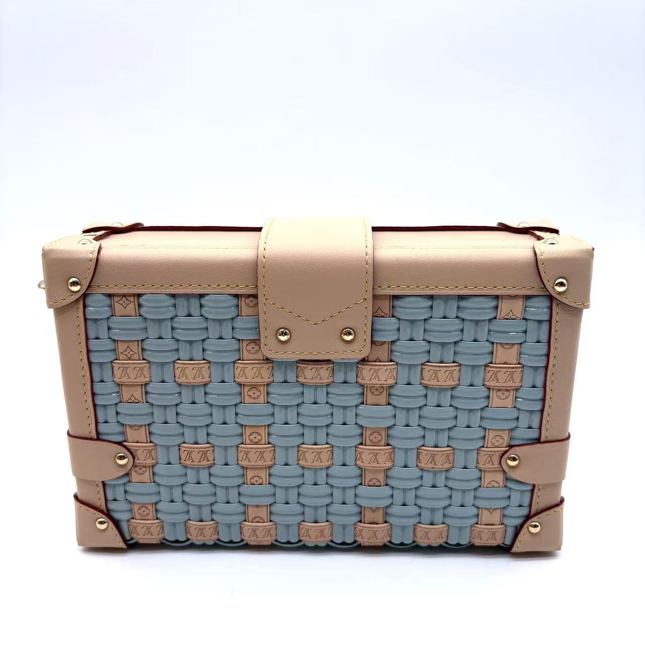 Petite Malle limited edition in blue woven Monogram Jacquard with cream leather