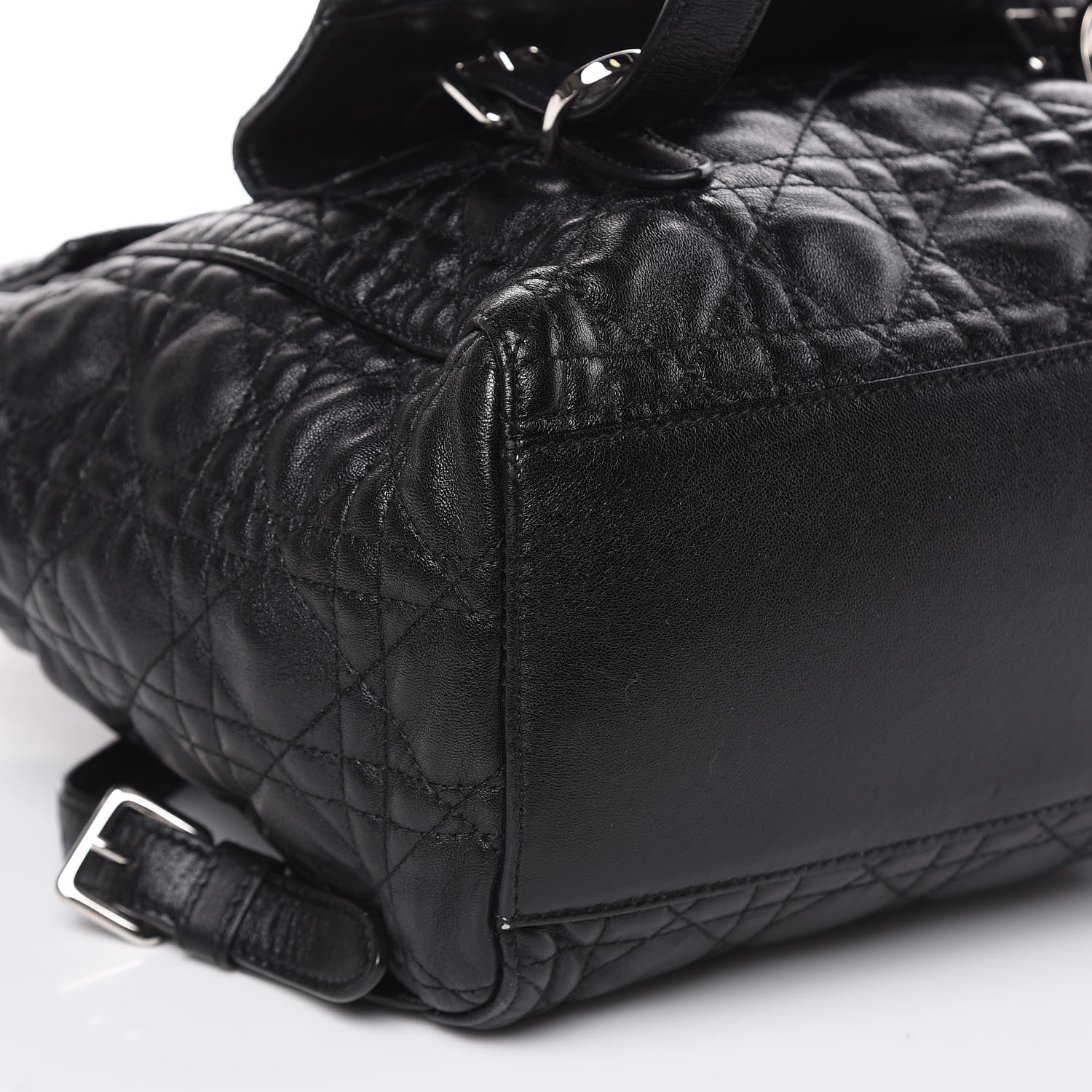 Lambskin Cannage Large Stardust Backpack Black Twins