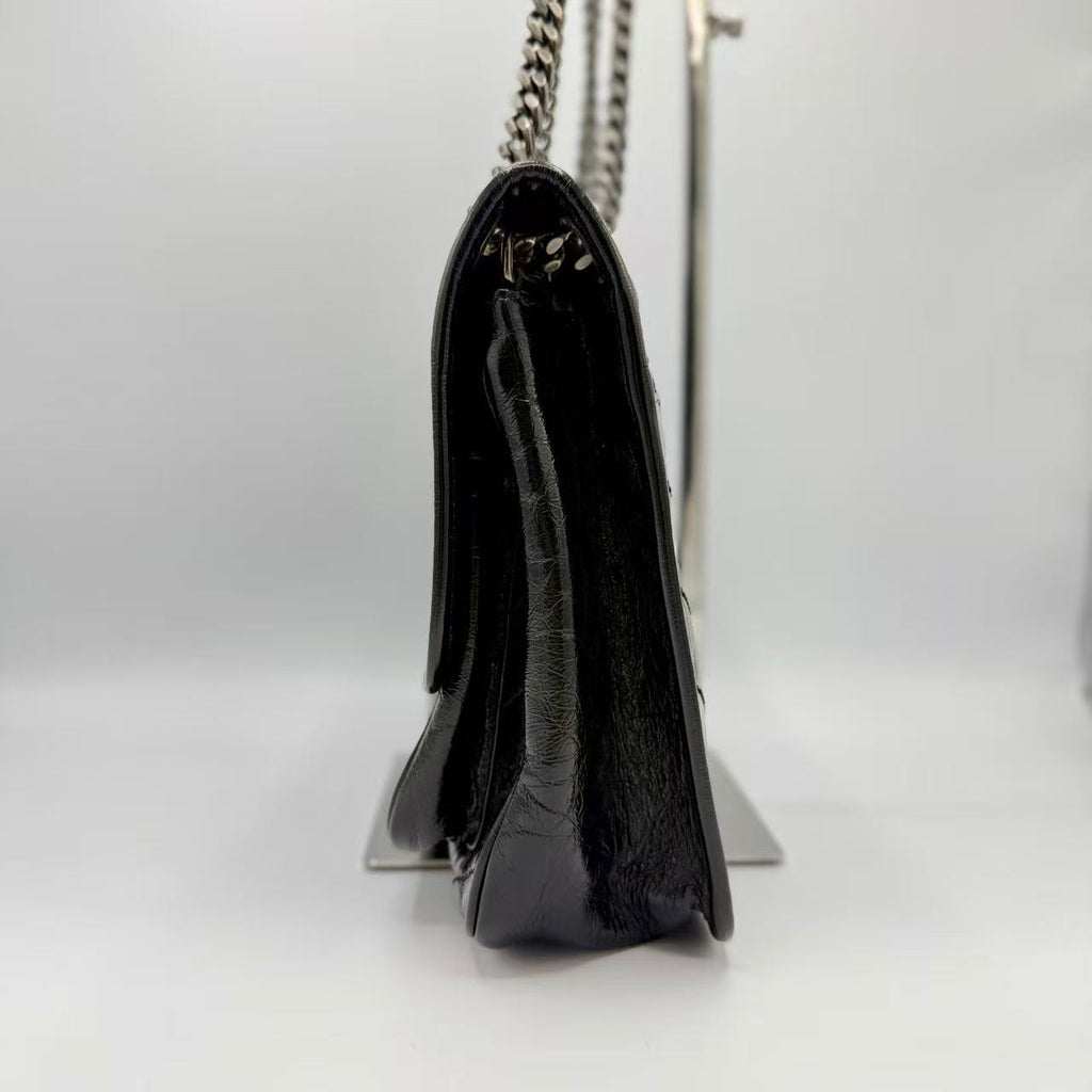 Niki Silver Chain Flap Bag Leather Medium