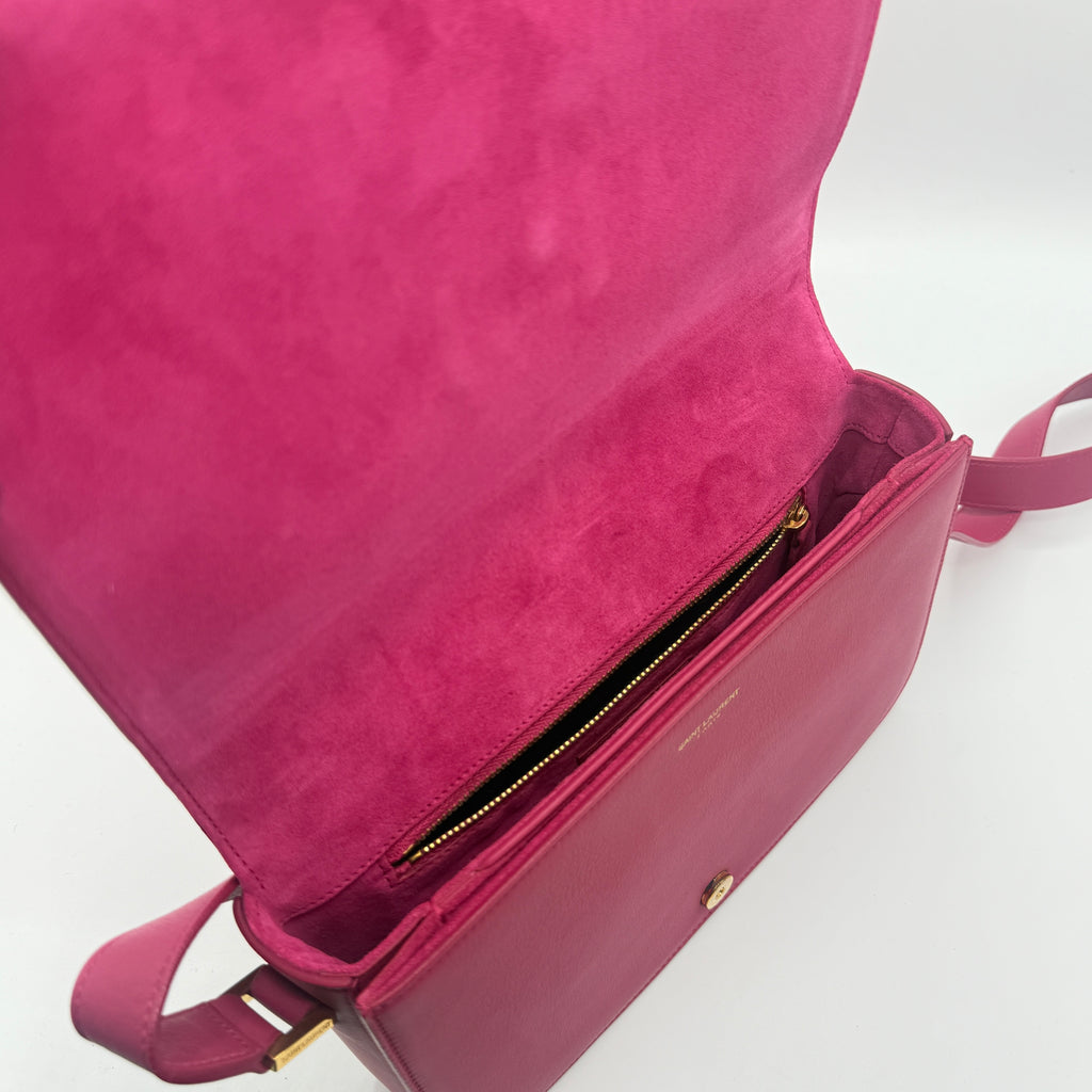 Calfskin Classic Y Satchel Fuchsia