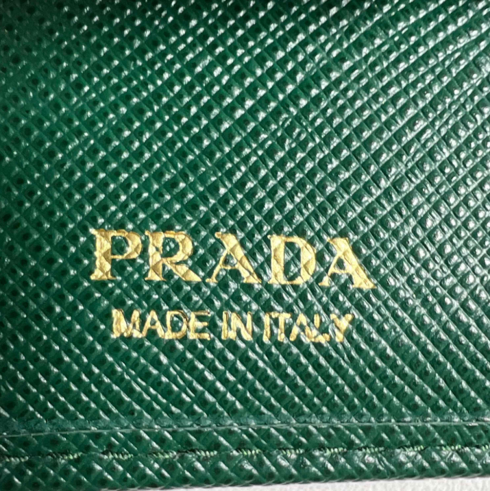 Prada Saffiano Leather Metal Bar Compact Wallet W23249