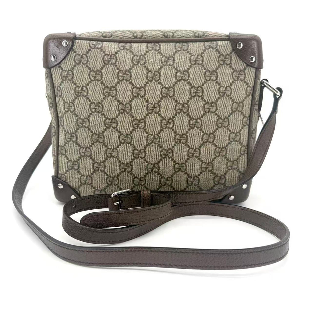 Trunk Shoulder Bag GG Coated Canvas with Studded Leather