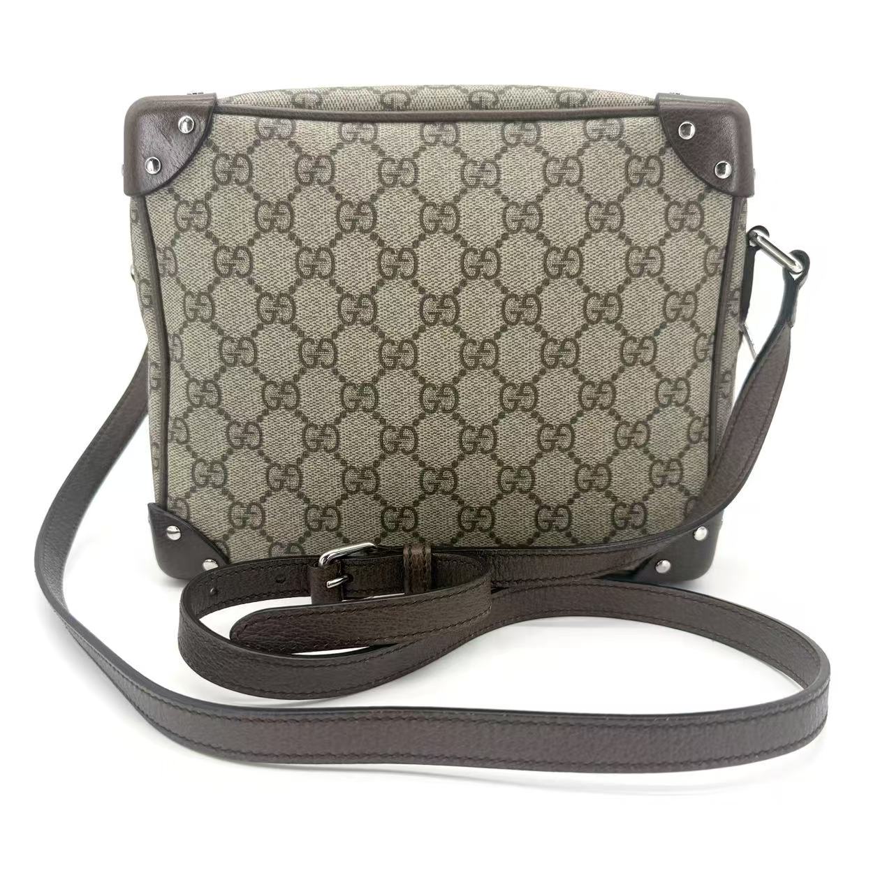 Trunk Shoulder Bag GG Coated Canvas with Studded Leather