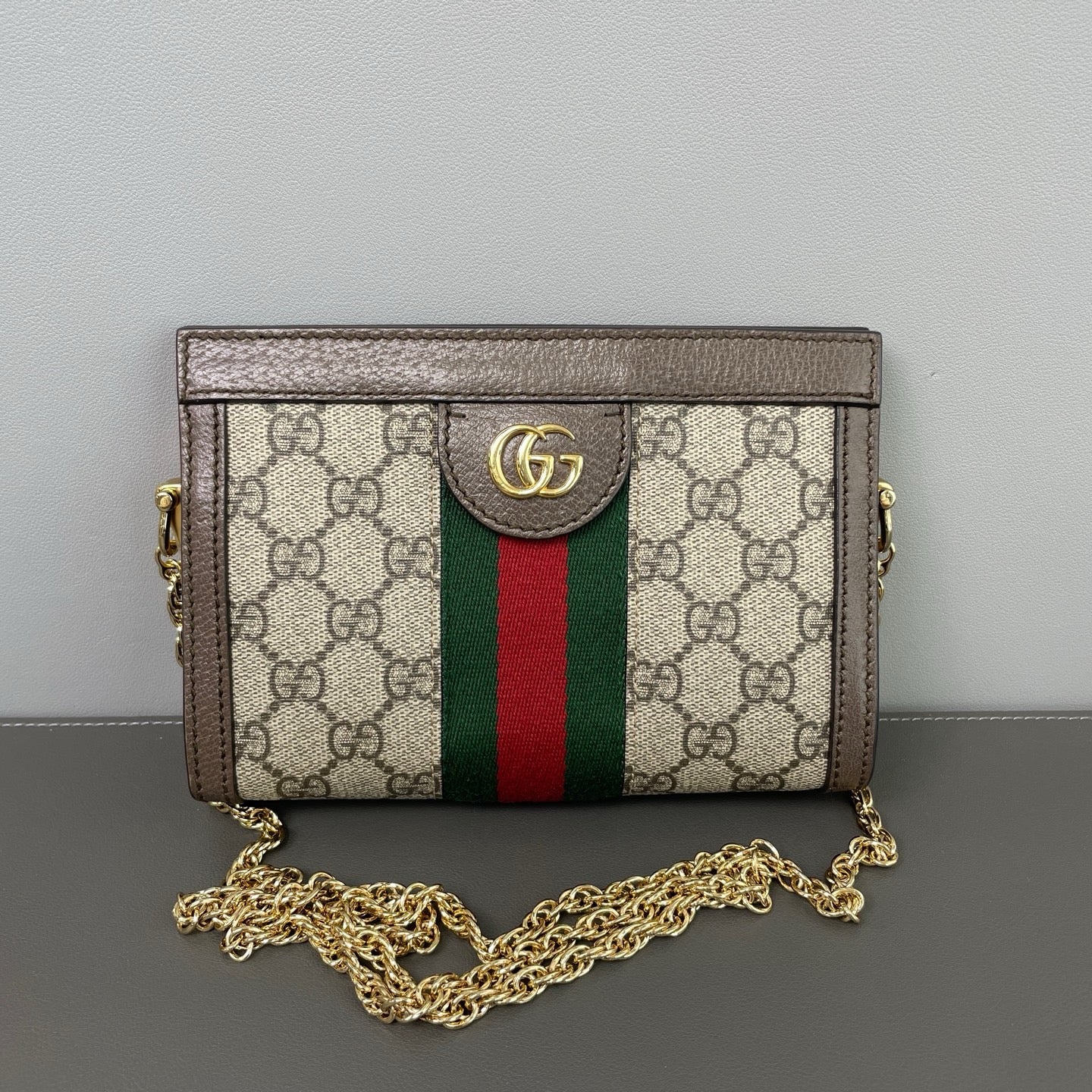 Ophidia Chain Shoulder Bag GG Coated Canvas Small Twins LDJ3175