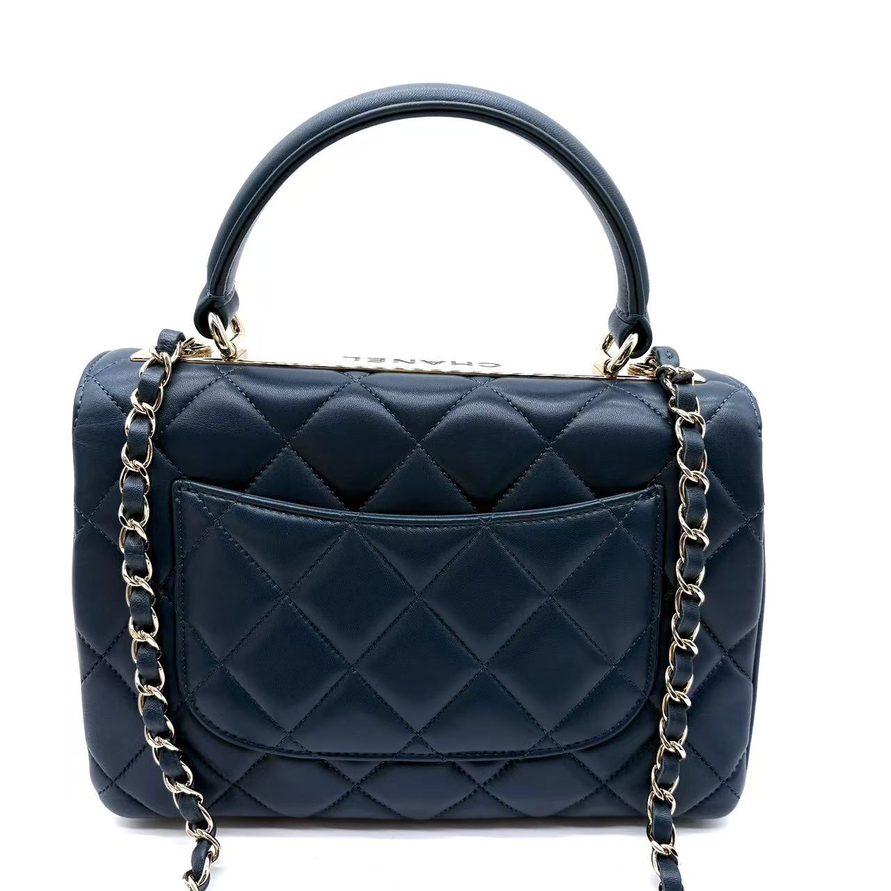 Trendy CC Top Handle Bag Quilted Lambskin Small