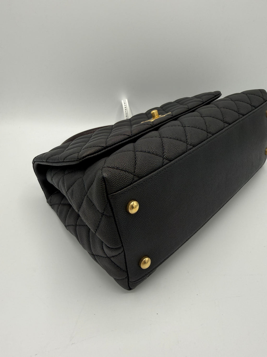 B12235 Chanel coco handle medium Black Caviar leather gold hardware