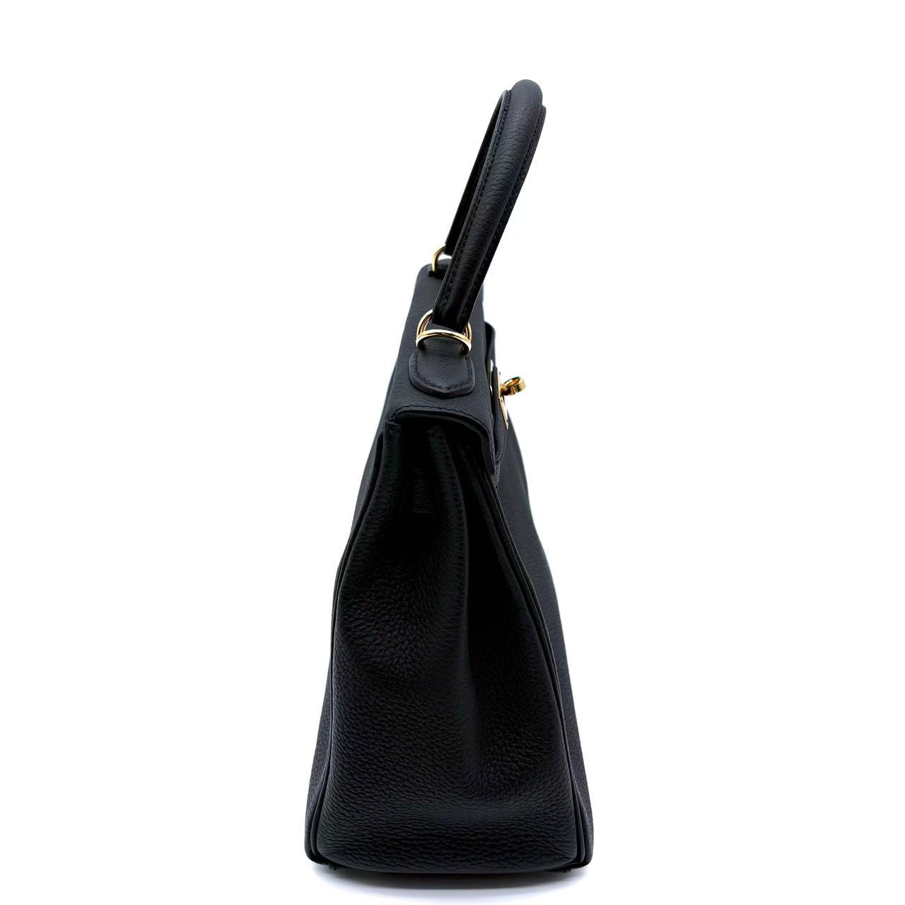 Kelly Handbag Black Epsom with Gold Hardware 28