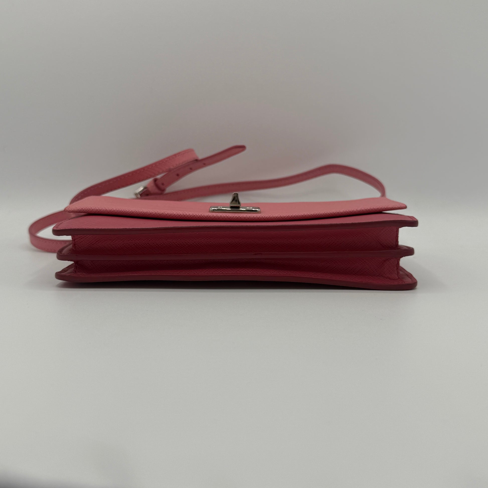 Turn Lock Wallet Crossbody Saffiano Leather Small