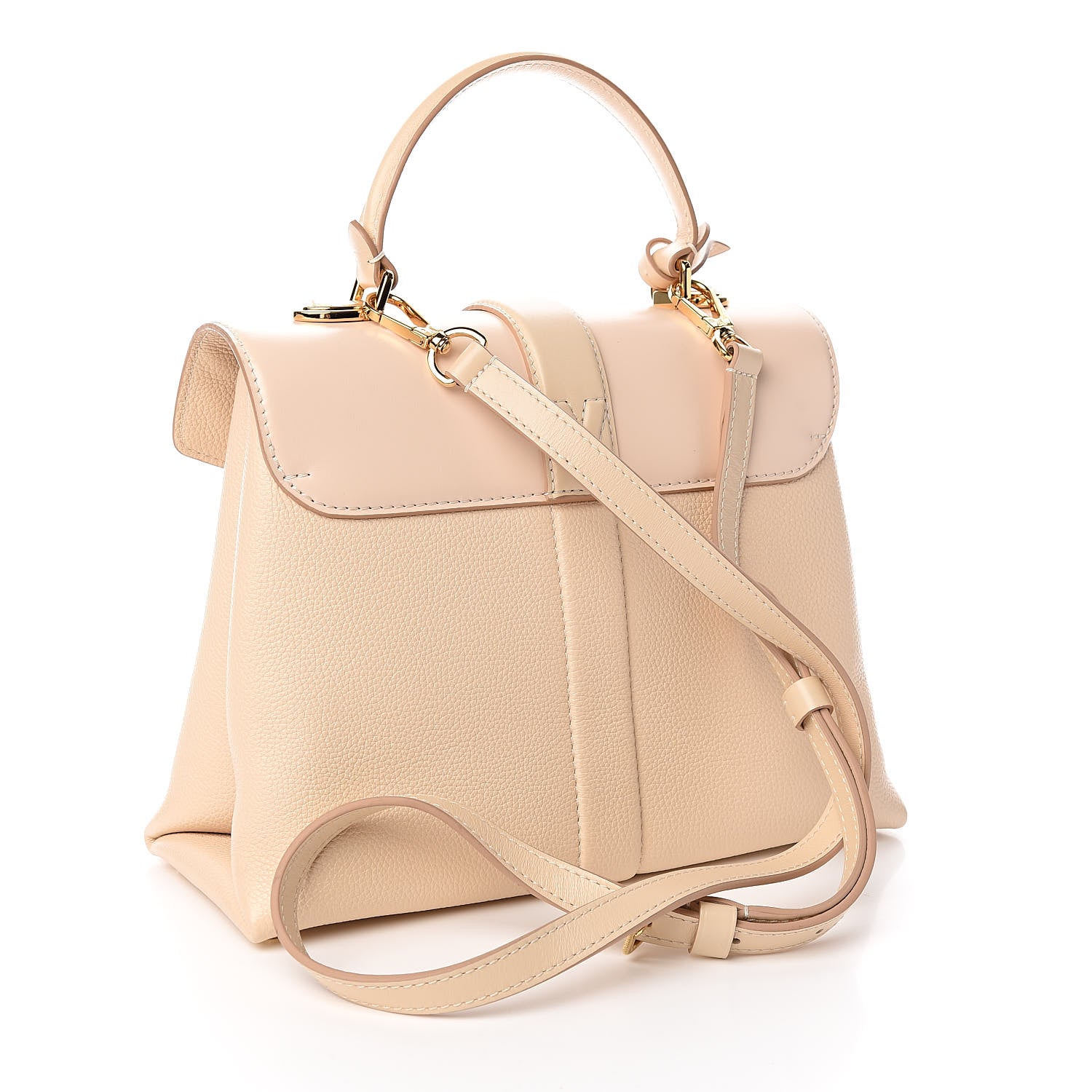 Rose Des Vents MM Grained Leather Top Handle Crossbody Bag Creme - twins