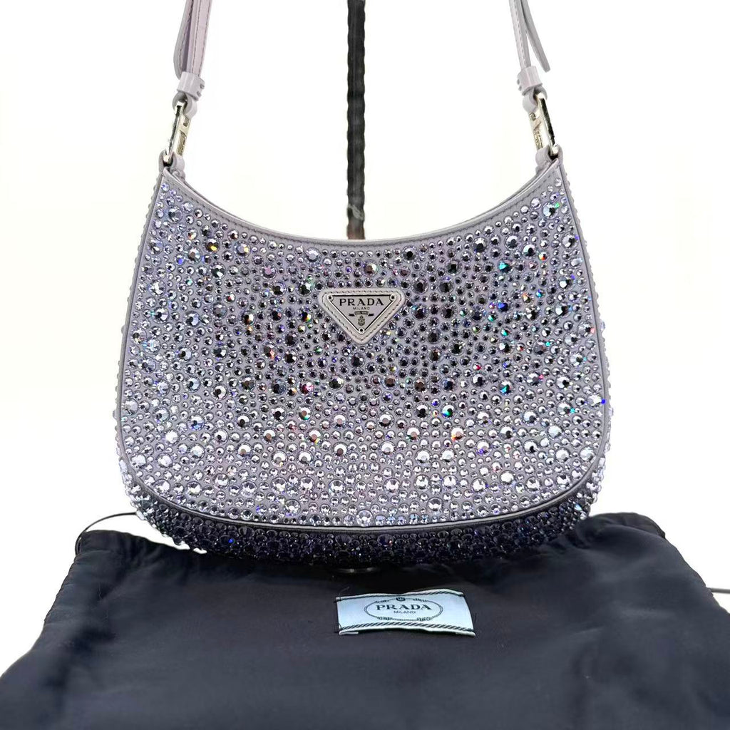 Cleo Shoulder Bag Crystal Embellished Satin Small