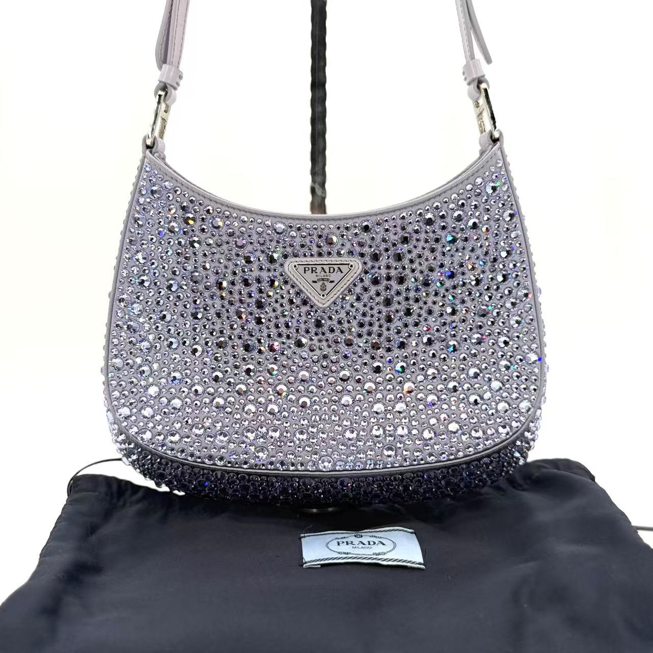 Cleo Shoulder Bag Crystal Embellished Satin Small